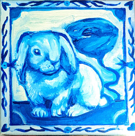 bunny, 2025. acrylic on canvas, 8x8in. unframed