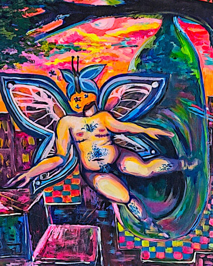 born again overnight, 2024. acrylic on canvas board, 18x24.